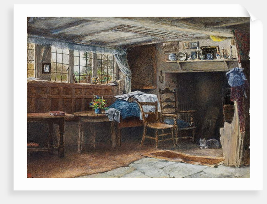 Interior of Anne Hathaway's Cottage, with cat by Henry Eddowes Keene