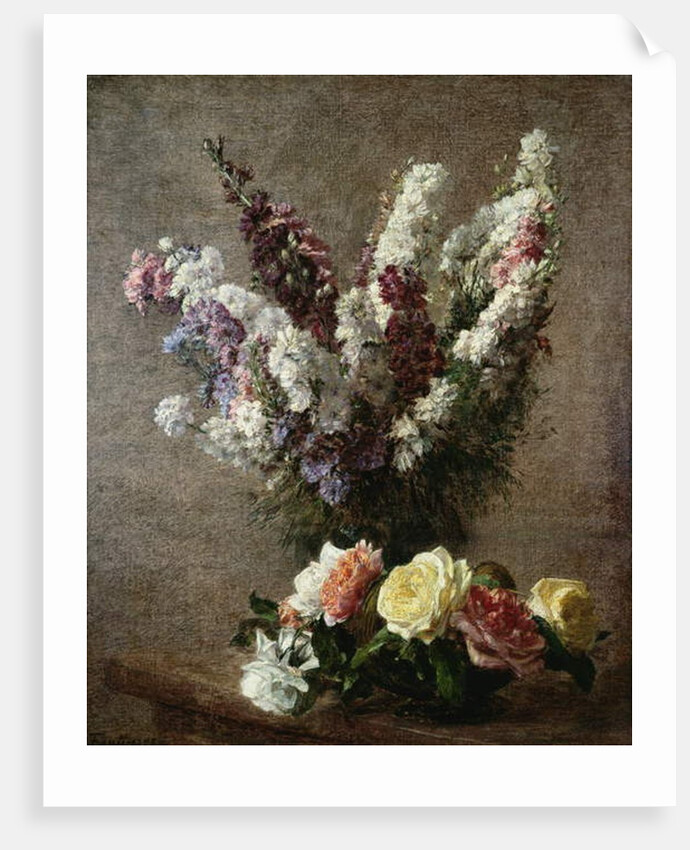 Roses and Larkspur, 1885 by Ignace Henri Jean Fantin-Latour