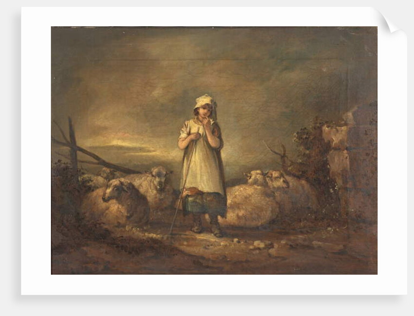 Gloucestershire Girl keeping Sheep by Thomas Barker