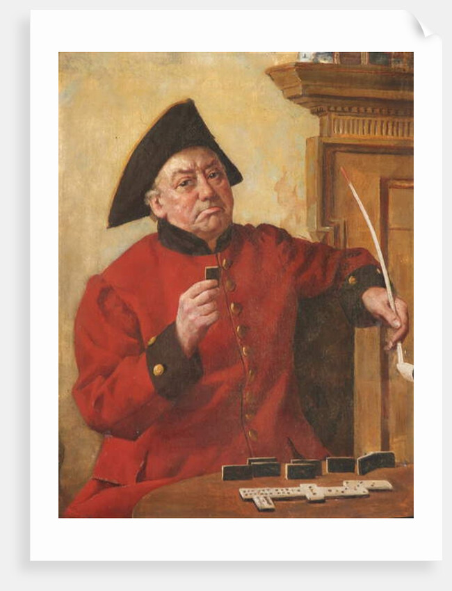 A Chelsea Pensioner playing dominos by English School