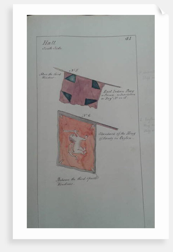 Drawings of the 'East Indian Flag' and the Standard of the King of Kandy, 1853 by Anonymous