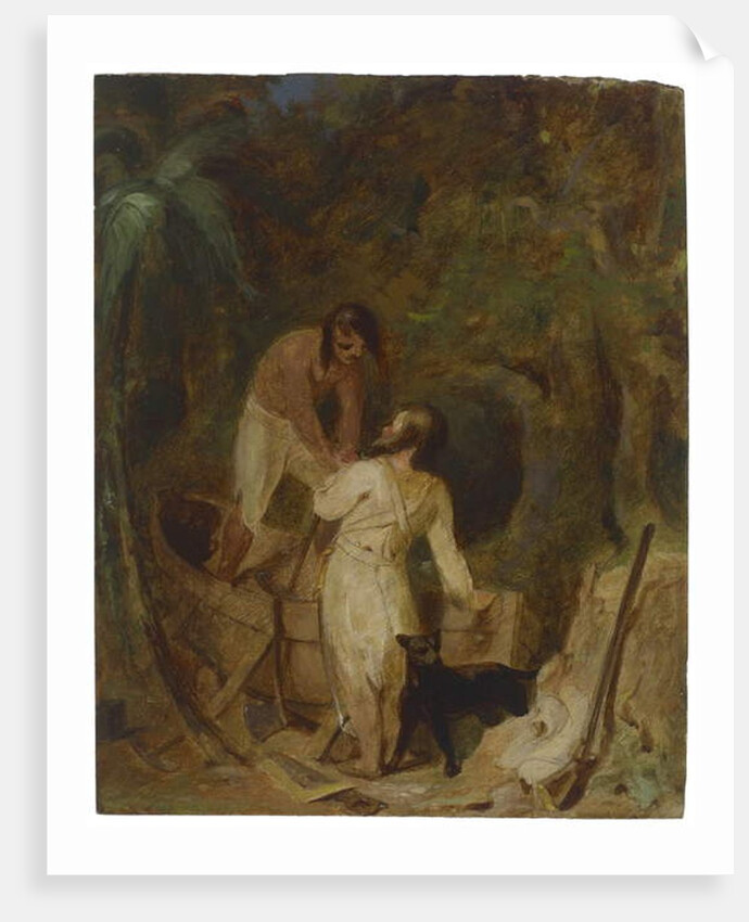 Boat Building by Robinson Crusoe and Friday, c.1856 by Thomas Sully