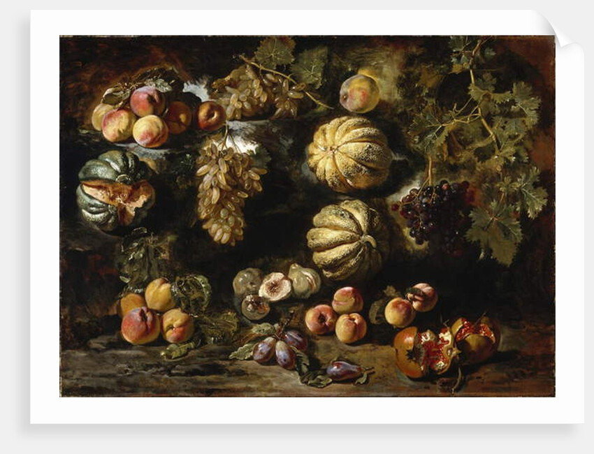 Still Life with Melons, Peaches, Figs, and Grapes, c. 1640-1650 by Michele Pace del Campidoglio