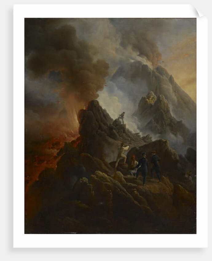 The Vesuvius Erupting, the Artist and His Father, Carle Vernet, in the Foreground., c. 1822 by Emile Jean Horace Vernet