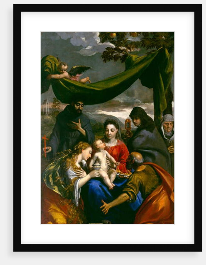 Virgin and Child with Saints Mary Magdalene, Peter, Clare, Francis and an Abbess, c.1600 by Ippolito Scarsella