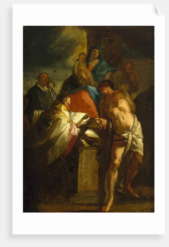 Virgin and Child with Saint Sebastian and a Bishop Saint, 17th century by Italian School