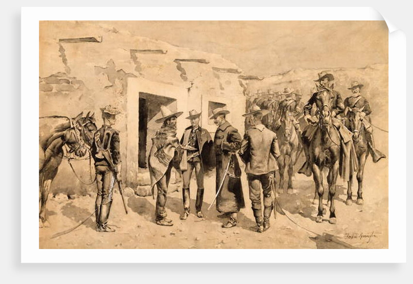 U.S. Cavalry Hunting Garza Men on the Rio Grande, c.1892 by Frederic Remington