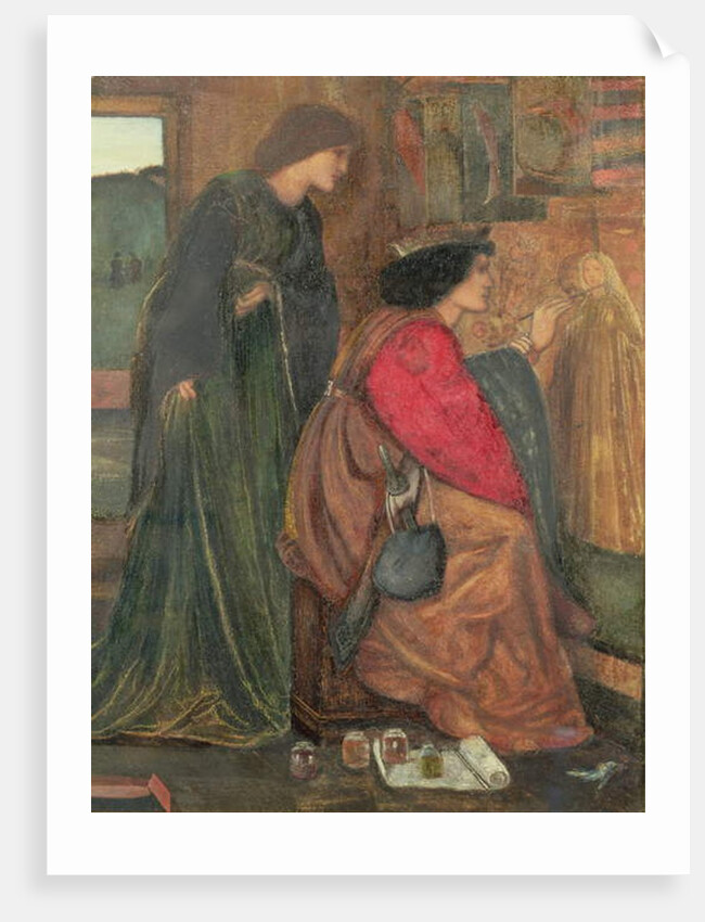 Design for a panel from King Rene's Honeymoon cabinet, 1851 by Edward Coley Burne-Jones