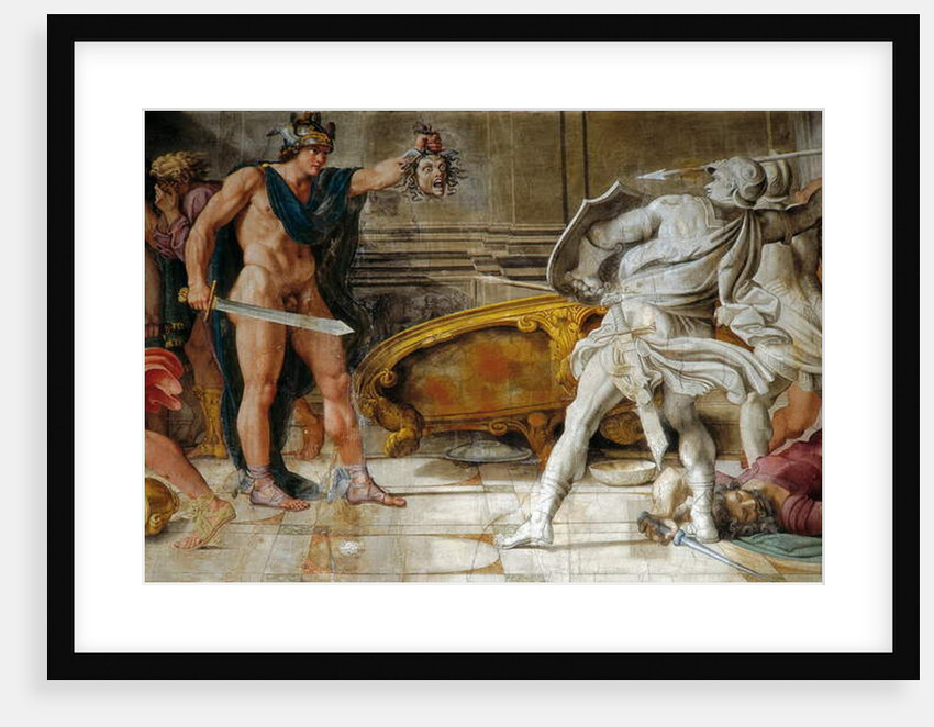 Perseus with the head of Medusa turning his enemies into stone, Loves of the Gods, 1597 by Annibale Carracci