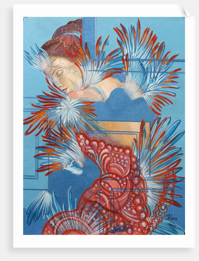 Red Dress and Chickadees, 2015 by Irina Corduban