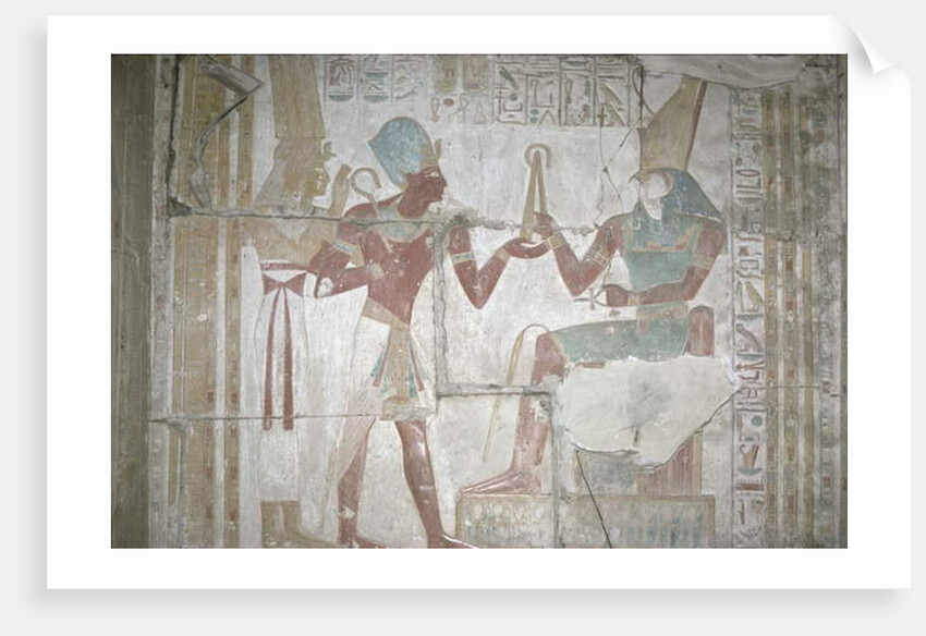 Relief of Isis, presenting Sethos I to Horus, New Kingdom by Egyptian 19th Dynasty