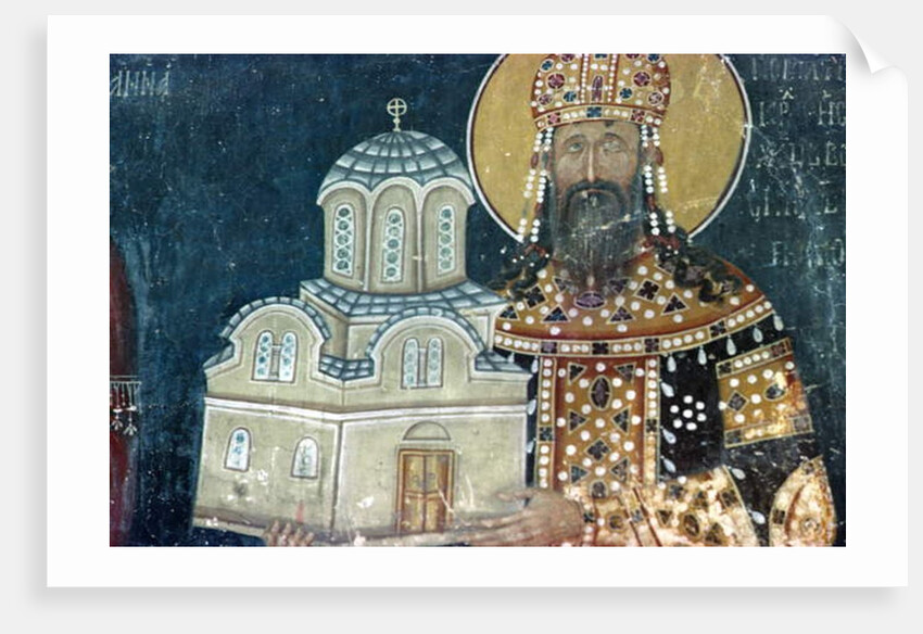 King Stephen Uros II Milutin by Serbian School