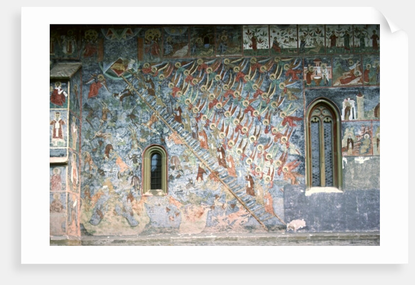 Ladder of Heaven, painting on the north front of the church, c.1601 by Romanian School