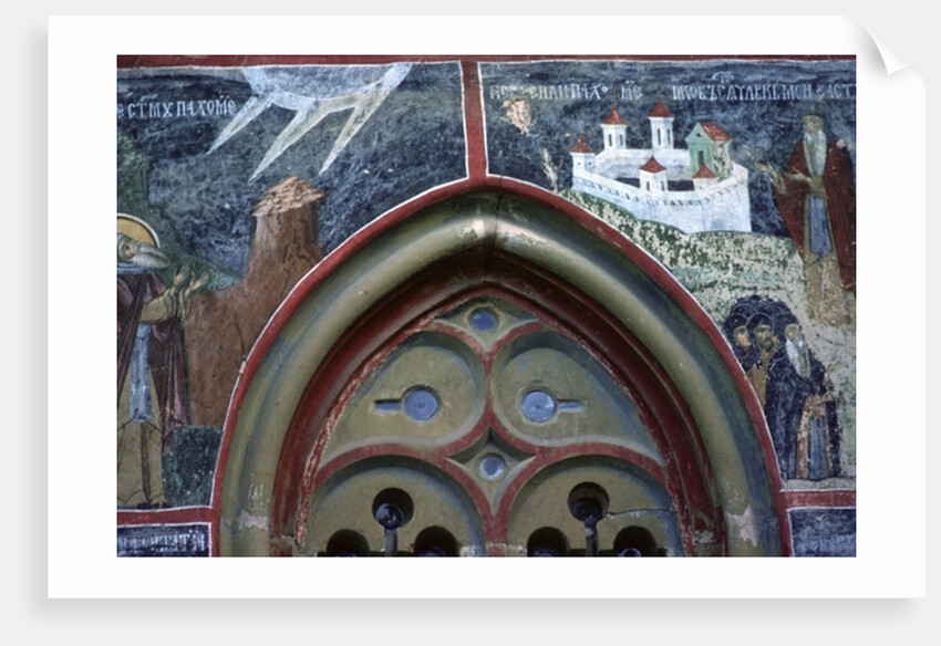 Gothic window and the life of St Pachomius by Romanian School