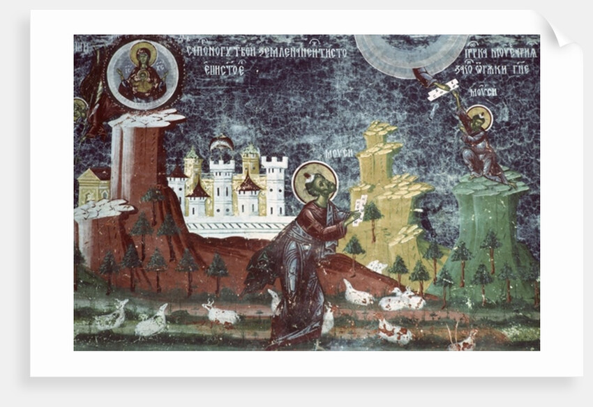 Moses on the Mount, south wall of the church, c.1601 by Romanian School