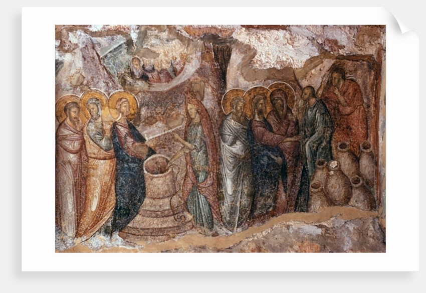 Marriage at Cana, narthex wall painting, Afendiko church, Brontochion Monastery by Greek School