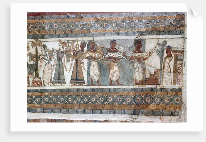 Detail, fresco on sarcophagus from Hagia Triada by Minoan Minoan