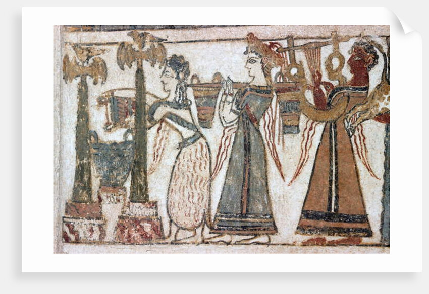 Detail, fresco on sarcophagus from Hagia Triada by Minoan Minoan