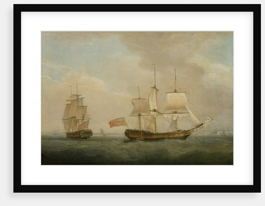 A Merchantman in Two Positions off the South Coast by Thomas Whitcombe