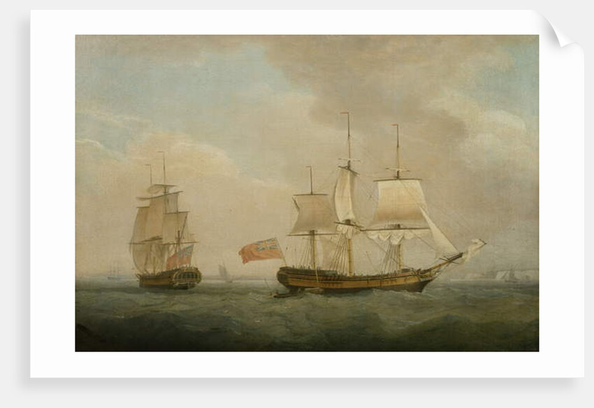 A Merchantman in Two Positions off the South Coast by Thomas Whitcombe