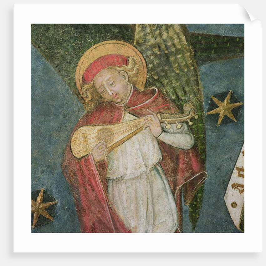 Angel musician playing a mandora by French School