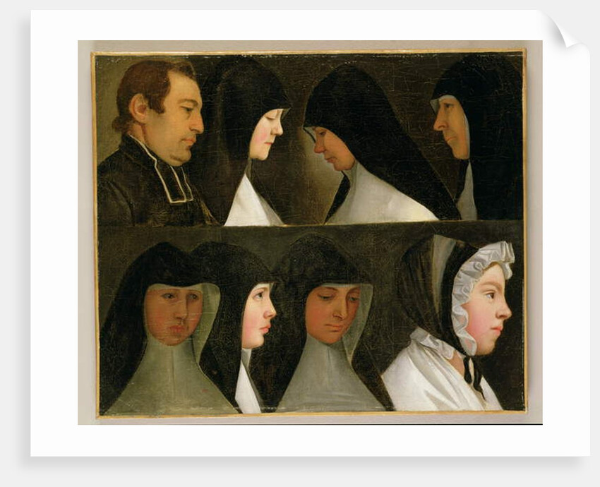 Study of Nuns, a Novice and an Abbot by German School