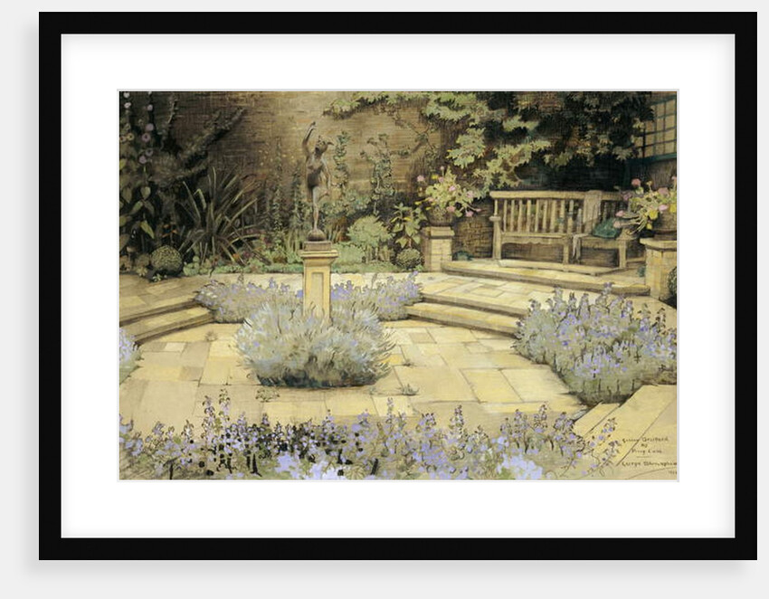 View of a paved garden with beds of lavender designed by Percy Can, 1923 by George Sheringham