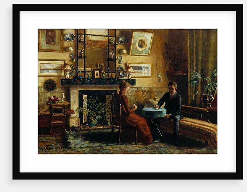 Interior with a couple playing cards, 1887-91 by Nancy A. Sabine Pasley