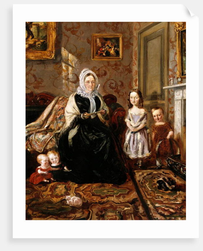 Group portrait of Henry Clark's mother-in-law, Mrs Davies, and four of his children by William Holman Hunt