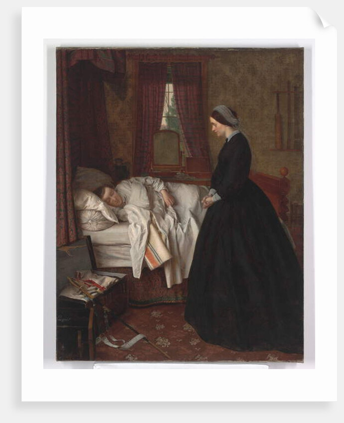 Domestic interior with a sleeping soldier, 1860s by Unknown Artist