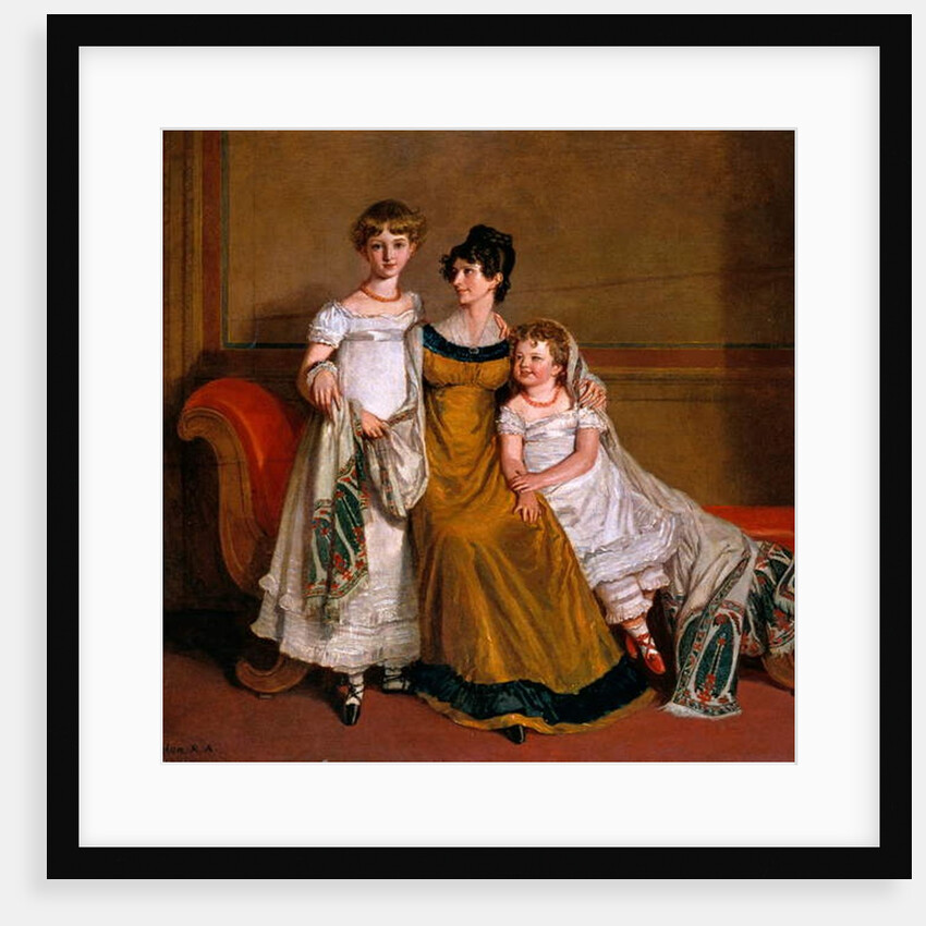Portrait of a woman with two children in a domestic interior, c.1815 by Alfred-Edward Chalon