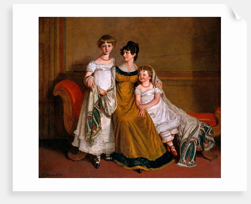 Portrait of a woman with two children in a domestic interior, c.1815 by Alfred-Edward Chalon