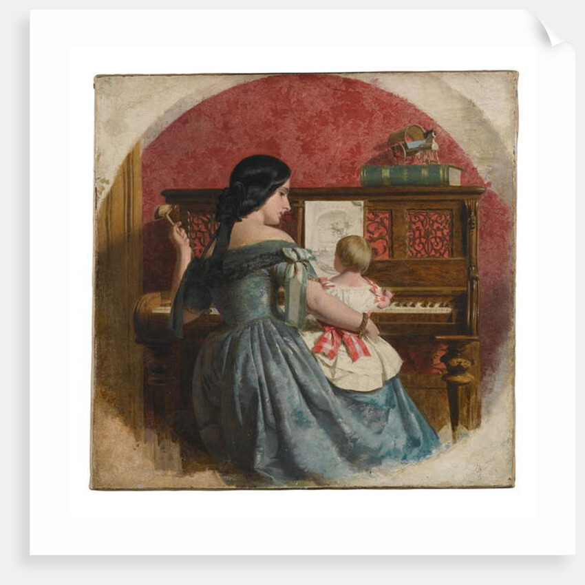 Domestic Interior with a mother and child seated at a piano, c.1860 by Charles West Cope