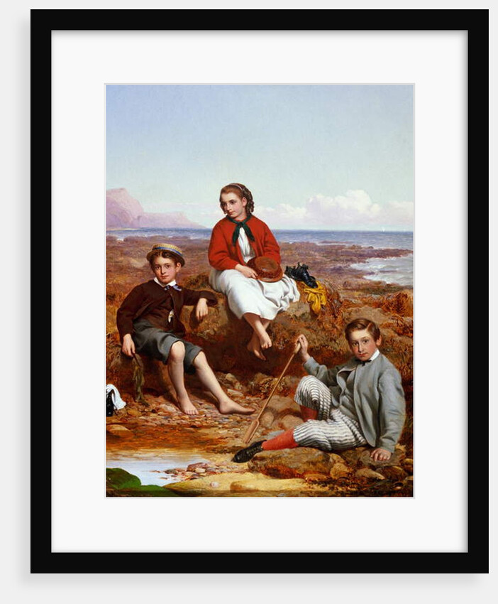 Florence, Arthur and Charles Moore on a sea-shore, 1868 by William Crosby