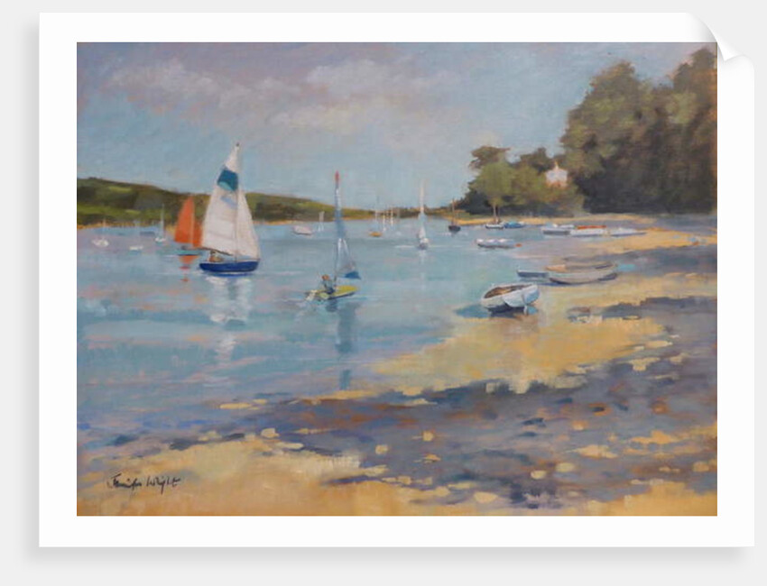 Salcombe, Red Sail by Jennifer Wright