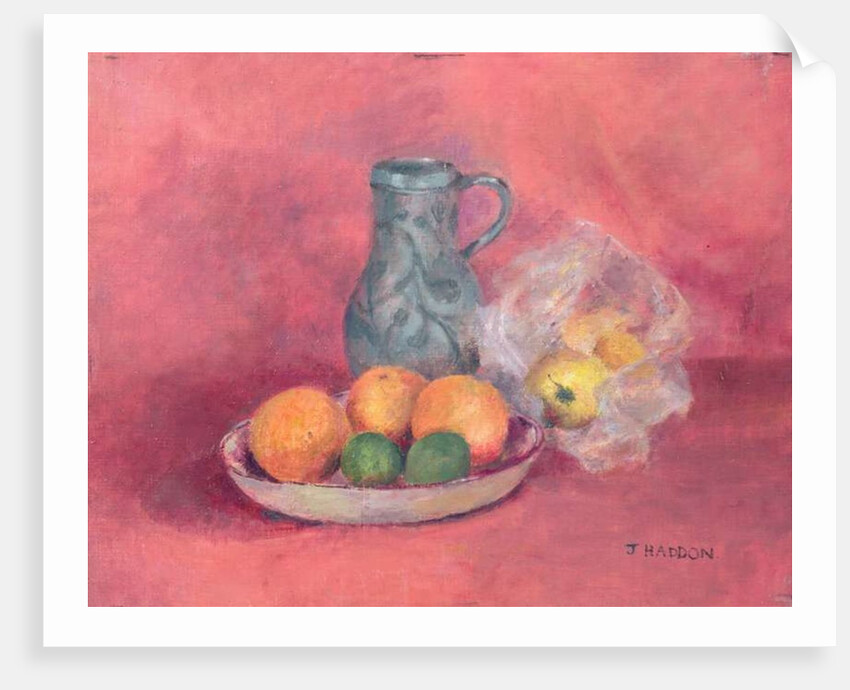 Still life of fruit and jug by Joyce Haddon