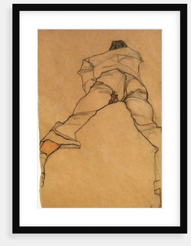 Man Lying Face Down, back view, 1910 by Egon Schiele