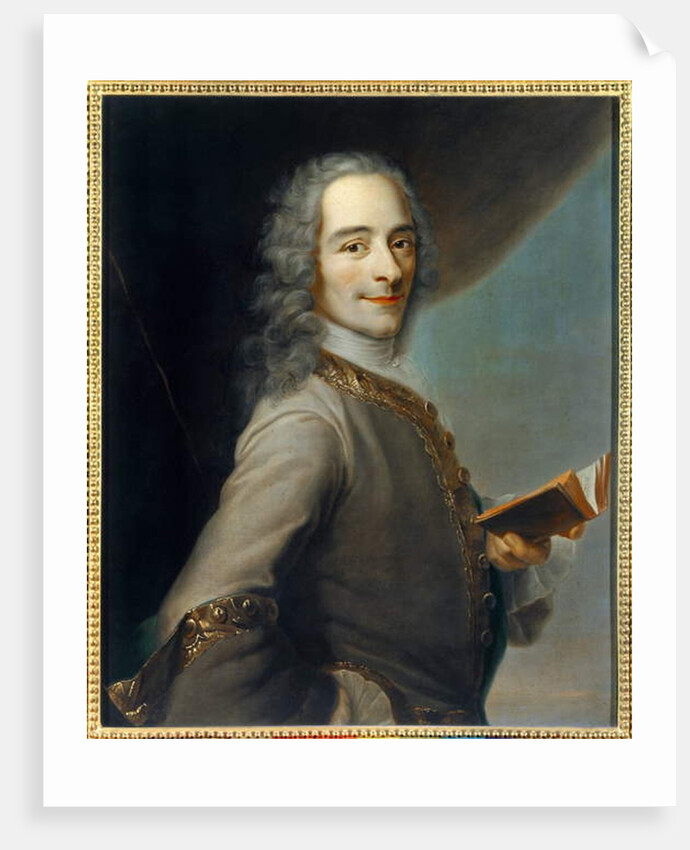 Portrait of Voltaire holding a copy of “La Henriade”, 1736 by Maurice Quentin de la Tour