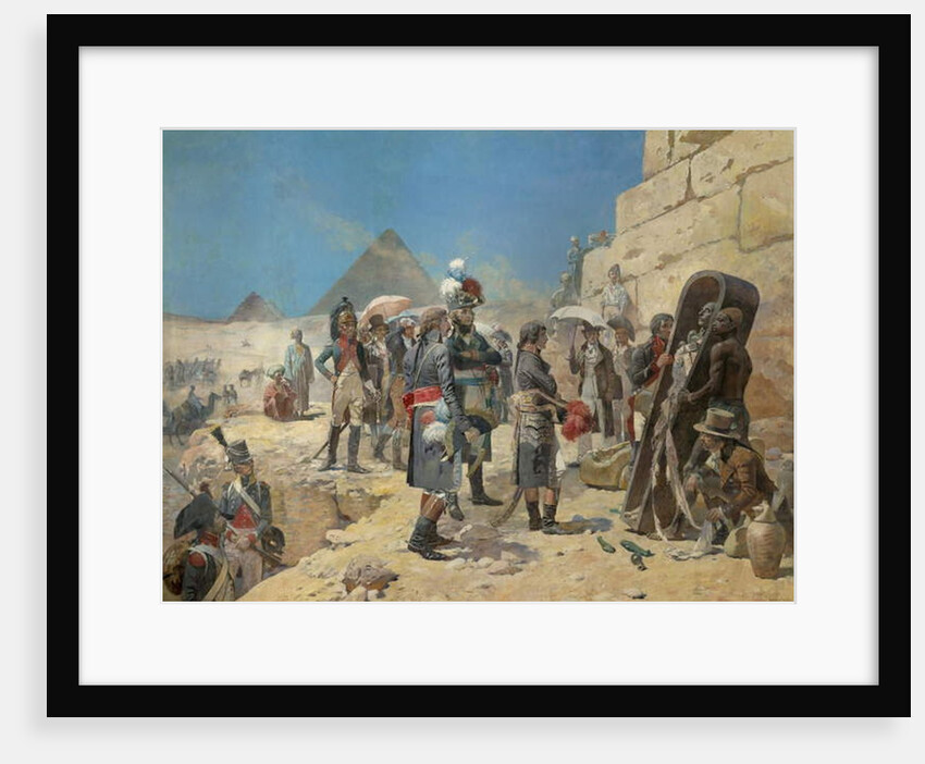 Napoleon Bonaparte in front of the pyramids contemplating the mummy of a king in the countryside of Egypt, 1895 by Maurice Henri Orange