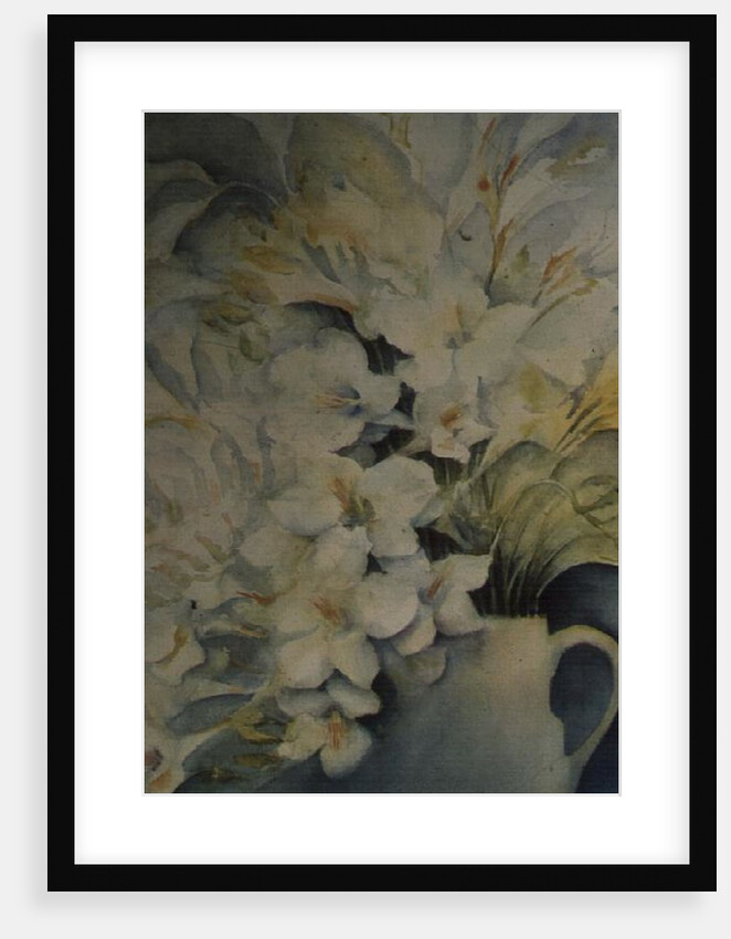 Freesia, Aurora and Ballerina in a White Jug by Karen Armitage