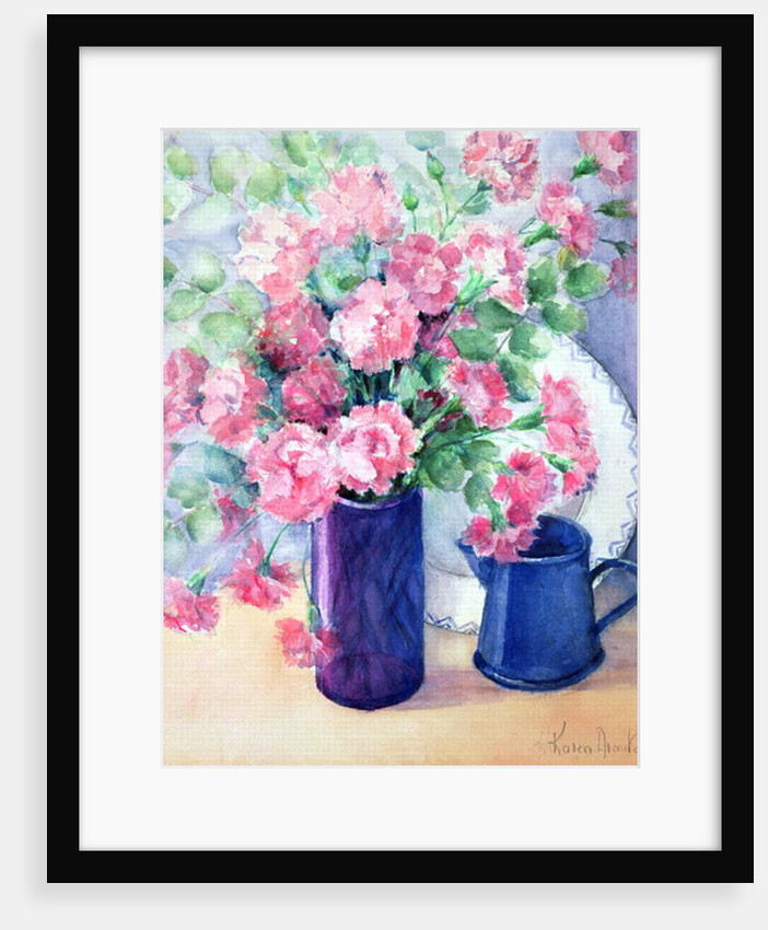 Provencal Arrangement of Pinks and Eucalyptus by Karen Armitage