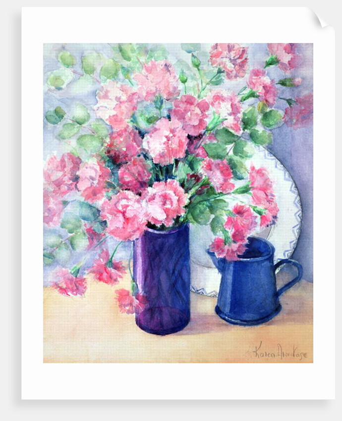 Provencal Arrangement of Pinks and Eucalyptus by Karen Armitage