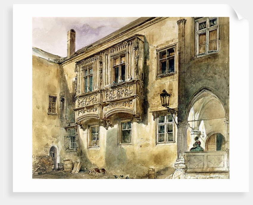 Gothic balcony in the courtyard of Klosterneuburg Abbey, c.1840 by Rudolph von Alt