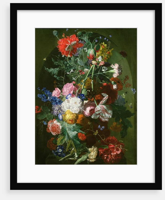 Still Life of Flowers in a Terracotta Vase set in a Niche by Dutch School