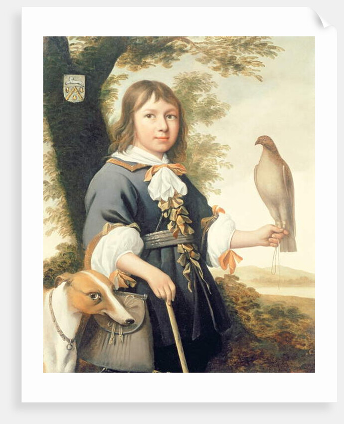 Boy with a falcon and a greyhound by Bernard Vaillant