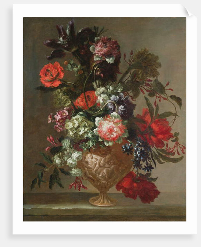 Still life of flowers in a sculpted vase by Jean-Baptiste Monnoyer