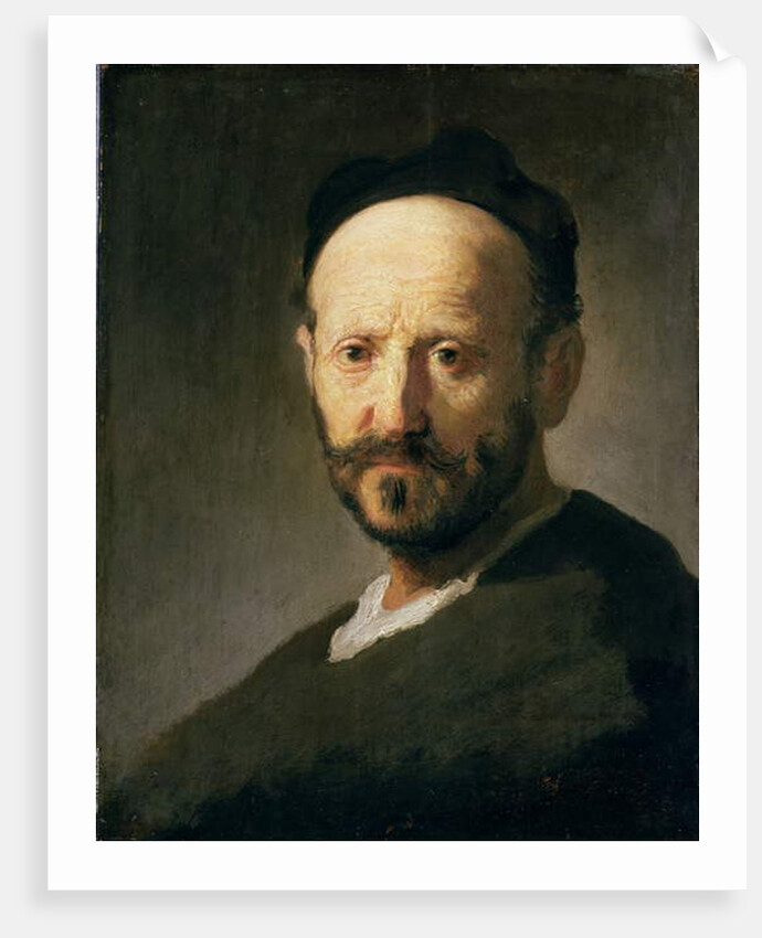 Head of a Man wearing a Cap by Rembrandt Harmensz. van Rijn