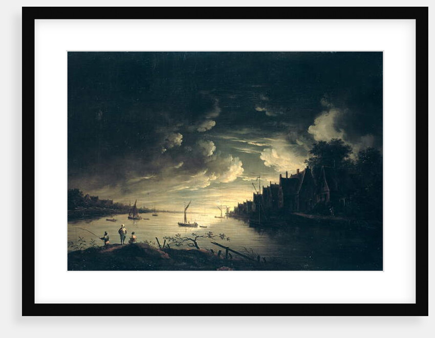 River Landscape by Moonlight by Jan Ludewick de Wouters
