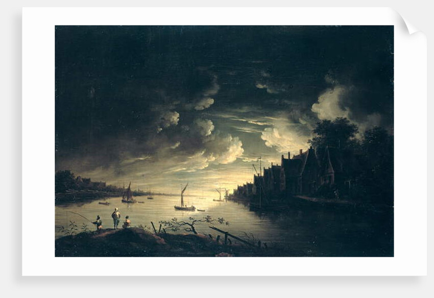 River Landscape by Moonlight by Jan Ludewick de Wouters