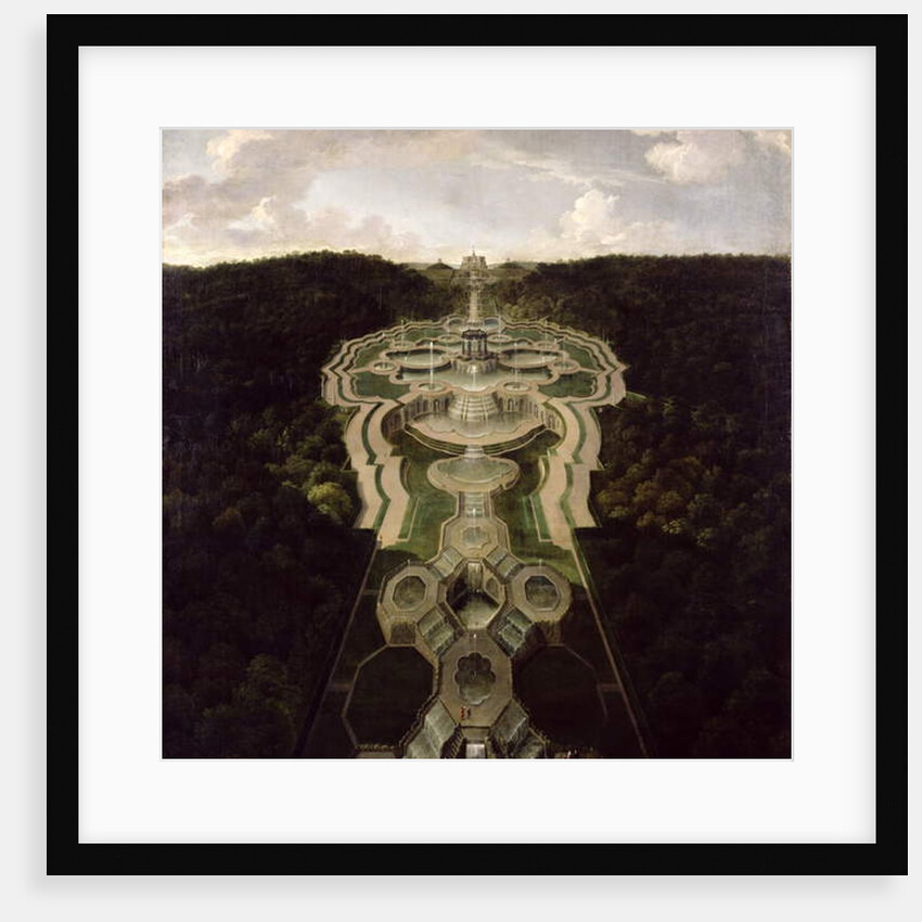 View over the Great Plaza with Temple at the Beginning of the Second Third of the Waterfalls to the Octagon, after 1716 by Jan van Nickelen